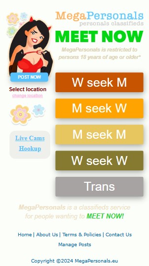 MegaPersonals website interface adult classifieds example